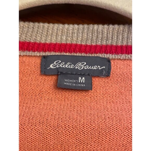 Women's Eddie Bauer Cardigan Sweater Lightweight Button Peach Beige Size Medium - Picture 7 of 8
